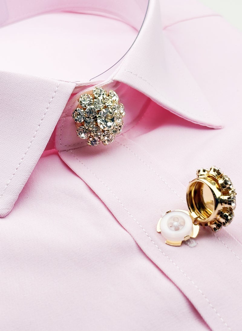 2pcs Simple Fashion Luxury Rhinestone Flower Cufflinks, Decorative Shirt Buttons for Men and Women, Men's Candora/Dishdasha Button Sleeves, easy to wear off, no need for needle and thread stitching, can be used for daily wear, holiday parties and dinners, gift for your friends! - Image 1