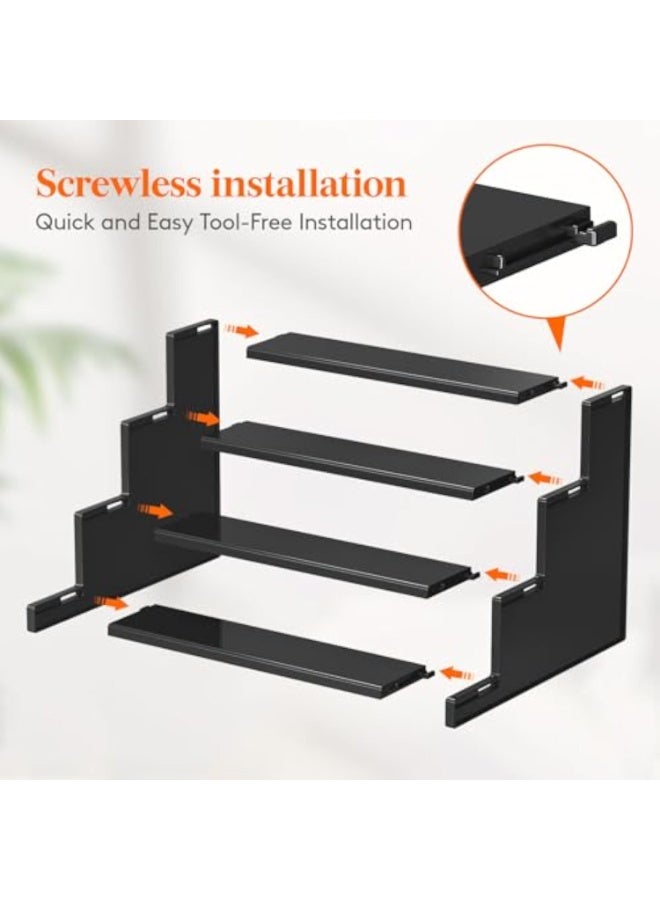 Arabest حامل كولونيا بلاستيكي بطول 12 بوصة داكن، منظم عطور خطوة، حامل عرض متعدد الاستخدامات للعطور، العناية بالبشرة، التماثيل، الحلويات، للاستخدام على طاولة الزينة، الطاولة، الخزانة، 1 مجموعة - Image 3