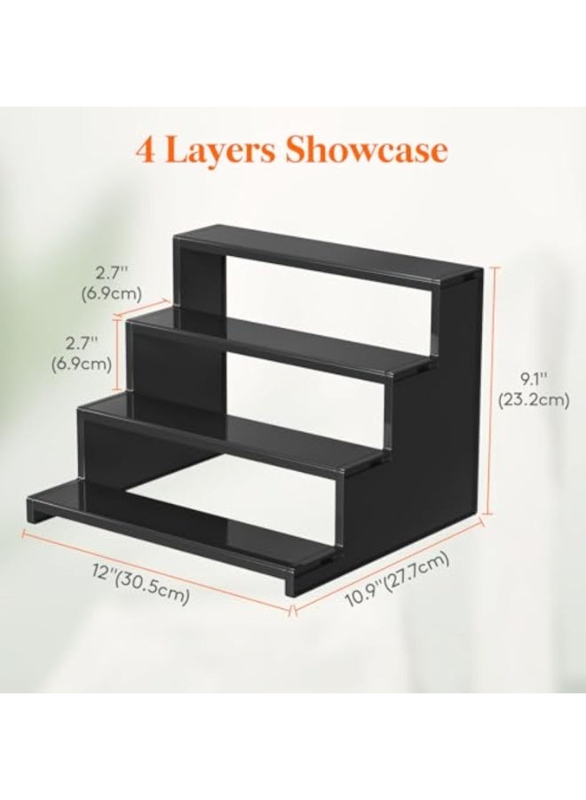 Arabest حامل كولونيا بلاستيكي بطول 12 بوصة داكن، منظم عطور خطوة، حامل عرض متعدد الاستخدامات للعطور، العناية بالبشرة، التماثيل، الحلويات، للاستخدام على طاولة الزينة، الطاولة، الخزانة، 1 مجموعة - Image 5