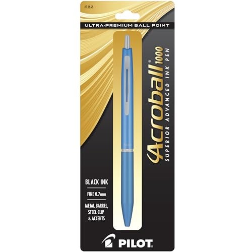 PILOT Acroball 1000 Ultra-Premium Refillable & Retractable Ball Point Pen, Blue Barrel, Fine Point, Black Ink, Single Pen (13656) - Image 1