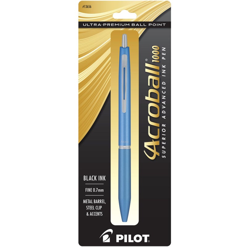 PILOT Acroball 1000 Ultra-Premium Refillable & Retractable Ball Point Pen, Blue Barrel, Fine Point, Black Ink, Single Pen (13656) - Image 3
