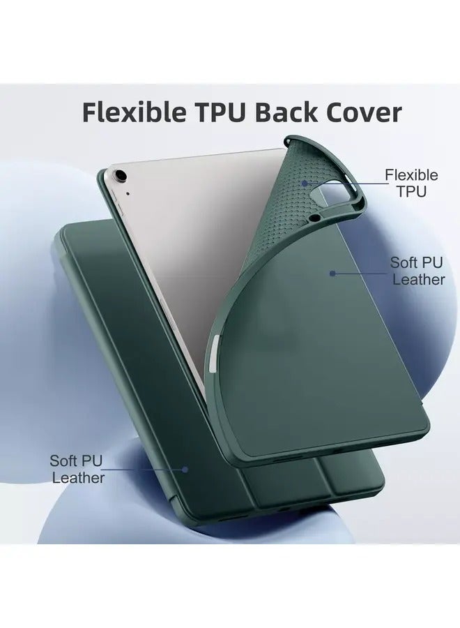 ELTRAZONE Pine Green Slim Trifold Stand Case for iPad Air 13" M2 (2024) & iPad Pro 12.9" (6th/5th/4th Gen) with Pencil Holder & Soft TPU Back - Image 5