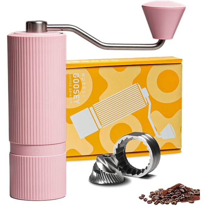 AOOEDDI Nuttii Manual Coffee Grinder Cnc Stainless Steel Conical Burrs Internal Adjustable Settings For Even Grinding Series Handheld Grinder Suitable For GiftsPink - Image 1
