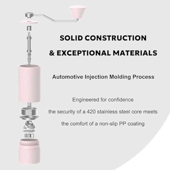 AOOEDDI Nuttii Manual Coffee Grinder Cnc Stainless Steel Conical Burrs Internal Adjustable Settings For Even Grinding Series Handheld Grinder Suitable For GiftsPink - Image 4