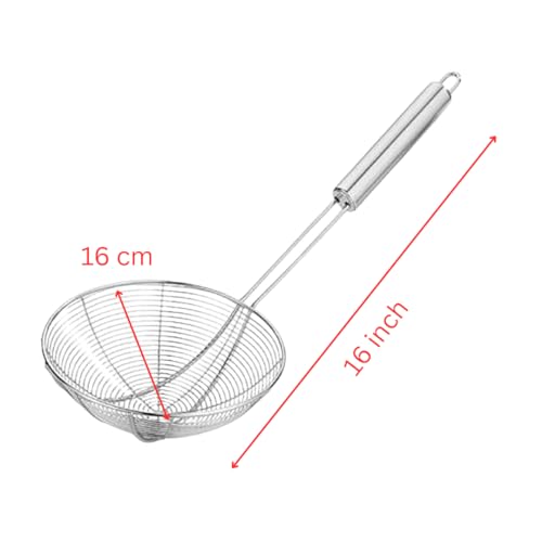 Brunchy Puri Jhara Oil Strai-ner Stainless Steel - Skimmer Strainer for Deep Frying, Durable Frying Strai-ner with Ergonomic Handle for Safe and Easy Cooking (Large) - Image 2