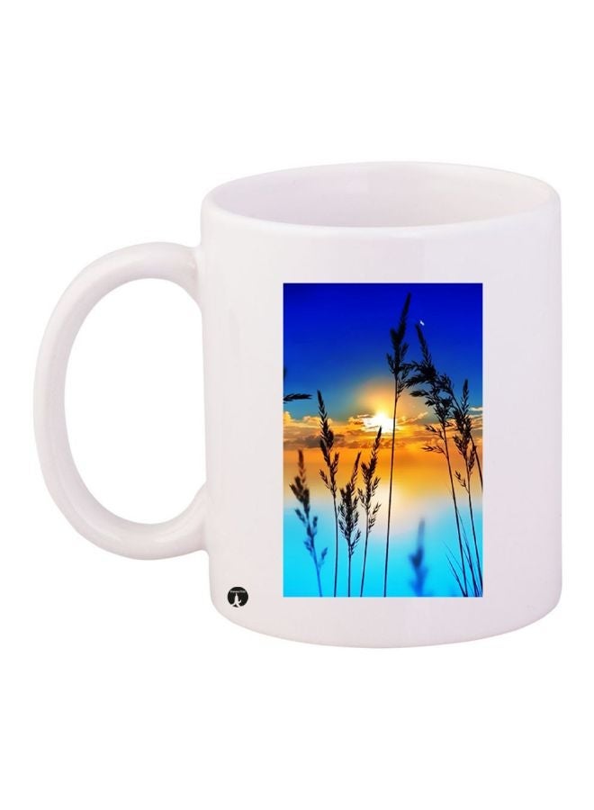 RYN Scenery Printed Coffee Mug White/Blue/Orange 11ounce