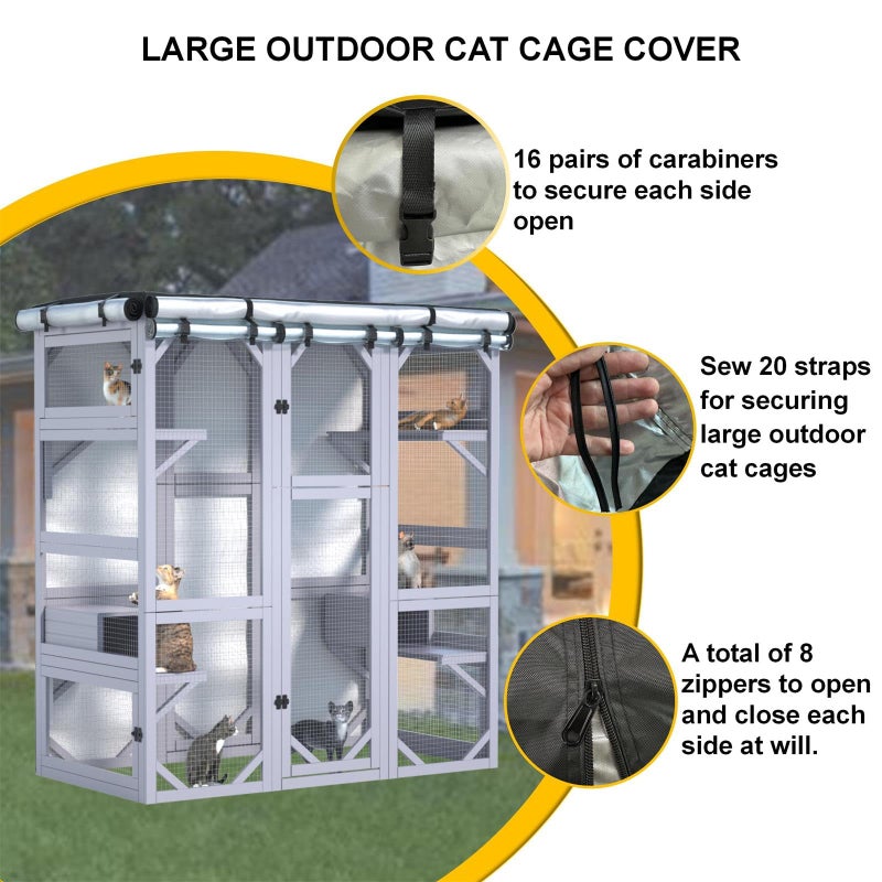 Ddeman Outdoor Cat Enclosure Large Cover,Walk in Cat Kennel Cover 600D Heavy Duty Waterproof L73â€œ X W40â€ X H73â€ Full Coverage Large Outdoor cattery Cover (Only Cover) - Image 4