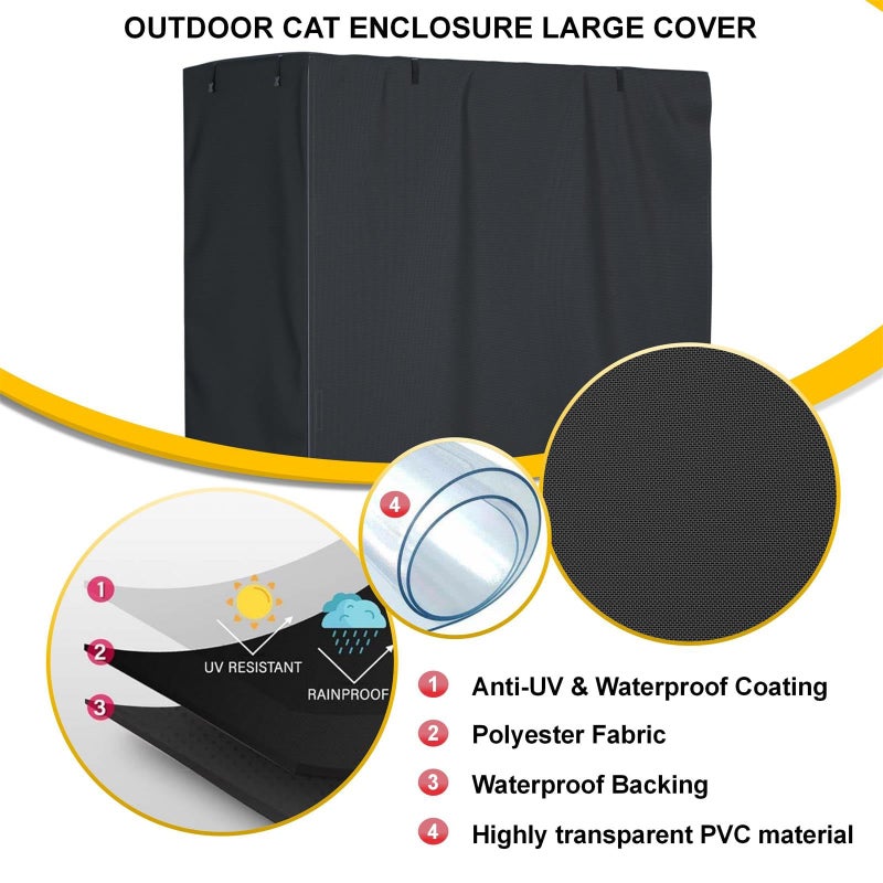Ddeman Outdoor Cat Enclosure Large Cover,Walk in Cat Kennel Cover 600D Heavy Duty Waterproof L73â€œ X W40â€ X H73â€ Full Coverage Large Outdoor cattery Cover (Only Cover) - Image 3