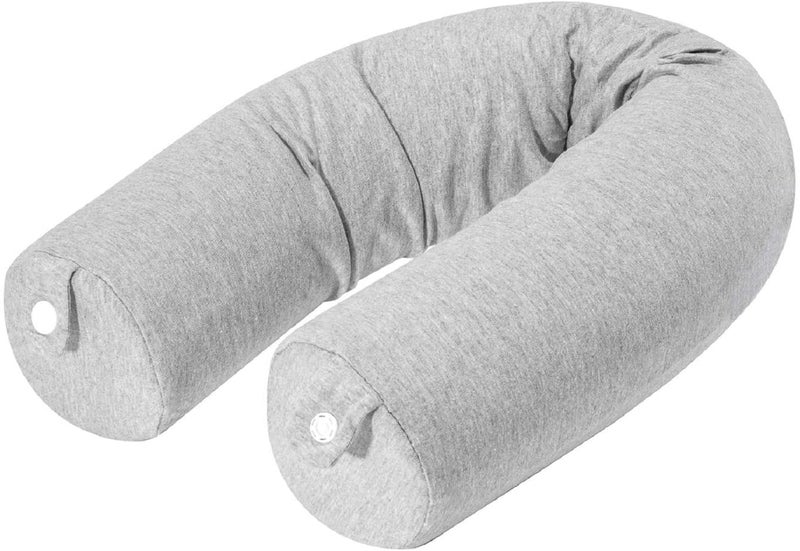 VIRZA TRADE Virza trade Twist Memory Foam Travel Pillow for Neck, Chin, Lumbar and Leg Support - for Traveling Adjustable, Bendable Roll Pillow with Washable Soft Cover (GREY) - Image 1
