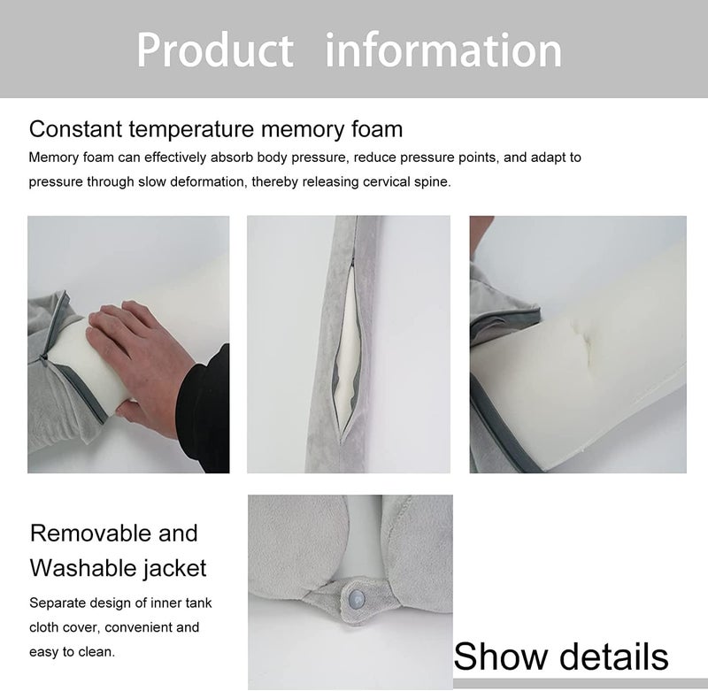 VIRZA TRADE Virza trade Twist Memory Foam Travel Pillow for Neck, Chin, Lumbar and Leg Support - for Traveling Adjustable, Bendable Roll Pillow with Washable Soft Cover (GREY) - Image 4
