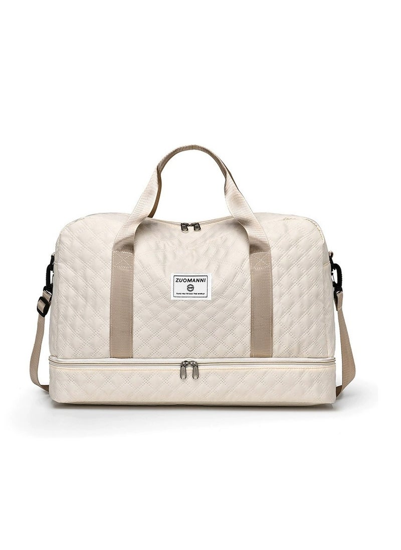 Generic Fashion Oxford Cloth Handbag Fitness Bag for Men and Women Travel Bag Shoulder Bag Handbag Sports Bag Canvas Luggage Bag Beige  - Image 1