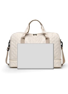 Generic Fashion Oxford Cloth Handbag Fitness Bag for Men and Women Travel Bag Shoulder Bag Handbag Sports Bag Canvas Luggage Bag Beige  - Image 2