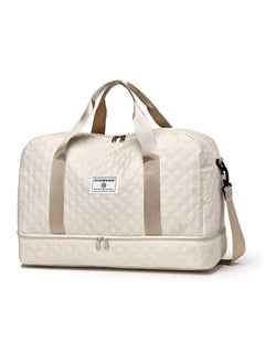 Generic Fashion Oxford Cloth Handbag Fitness Bag for Men and Women Travel Bag Shoulder Bag Handbag Sports Bag Canvas Luggage Bag Beige  - Image 3