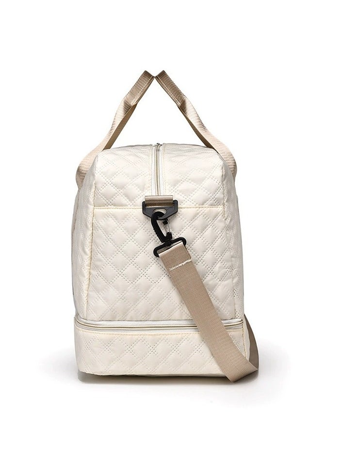 Generic Fashion Oxford Cloth Handbag Fitness Bag for Men and Women Travel Bag Shoulder Bag Handbag Sports Bag Canvas Luggage Bag Beige  - Image 4