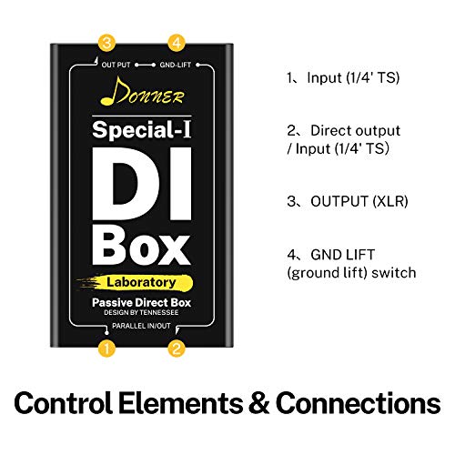 Donner Special-Ⅰ Professional High-Performance Passive DI-Box Unit Hum Eliminator 1/4" instrument Direct Box to balanced & unbalanced XLR - Image 4