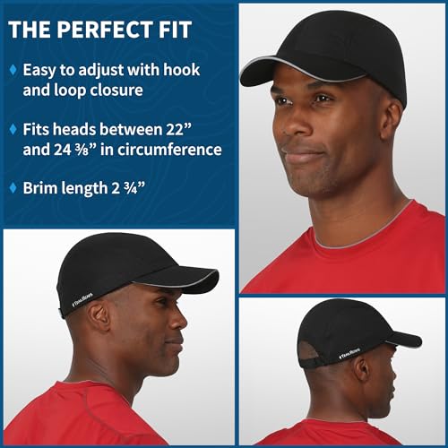 TrailHeads Performance Mens Running Hat - Lightweight, Quick Dry Workout Hats for Men - Athletic Sports Cap for Tennis, Gym Black - Image 4