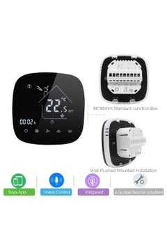 Eazyliv Eazyliv Tuya WiFi Smart Glossy Full Black Air Conditioning Thermostat For chilled water system fan coil unit Touch Temperature Controller 3 Speed Work With Echo Google Home  - Image 4