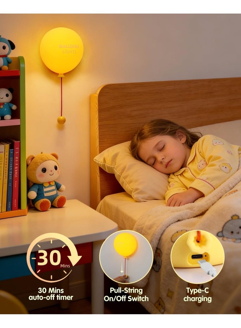 Night Lights for Kids, Balloon Wall Light, Rechargeable Bedroom Night Lamp with Timer, Soft Silicone Hallway Lighting for Nursery, Boys and Girls, Children Birthday Gifts - Image 3