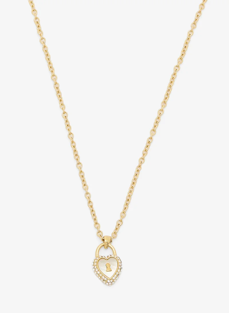 GUESS Heart Lock Chain Necklace