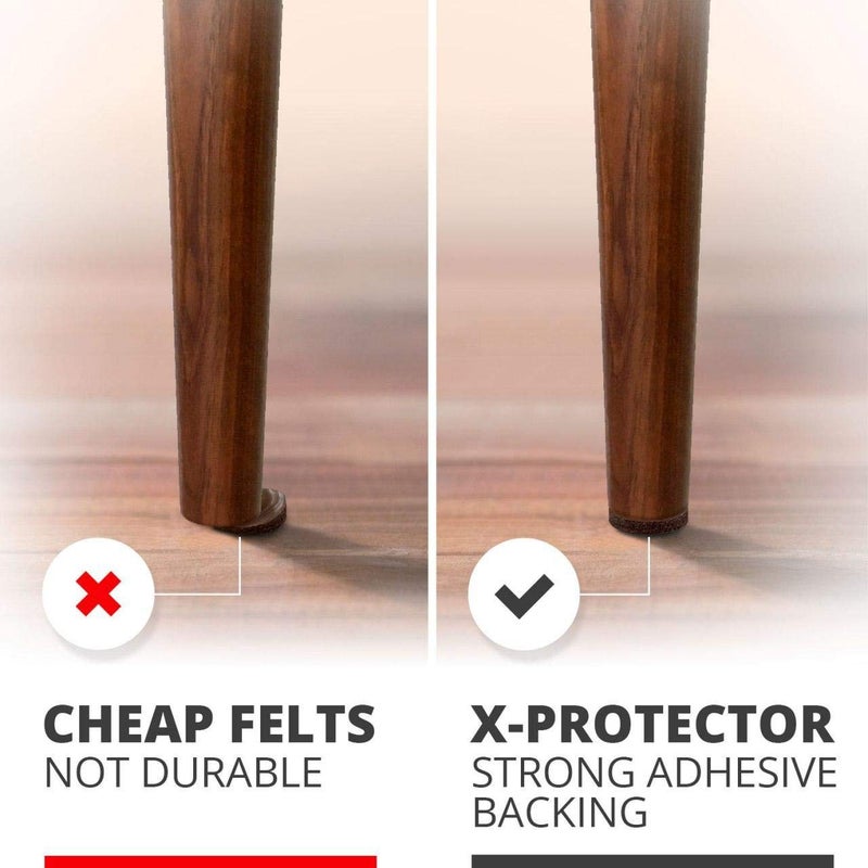 X-Protector Felt Furniture Pads X-PROTECTOR - 48 Premium Felt Pads Floor Protector Brown - Chair Felts Pads for Furniture Feet Wood Floors - Best Furniture Pads for Hardwood Floors - Protect Your Wood Floors! 