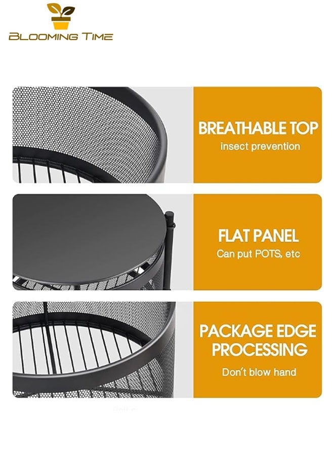 بلومنغ تايم 5-طبقة دائرية الصلب المطبخ تخزين الرف مع عجلات ، الدورية الفاكهة والخضروات تخزين الرف - Image 4