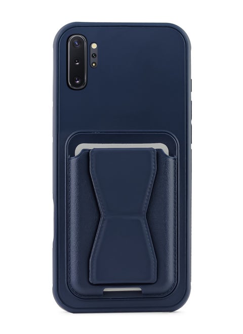 Leather back cover with card wallet Foldable Shockpoof Case compatible with Samsung Galaxy Note 10 Plus  (Blue)