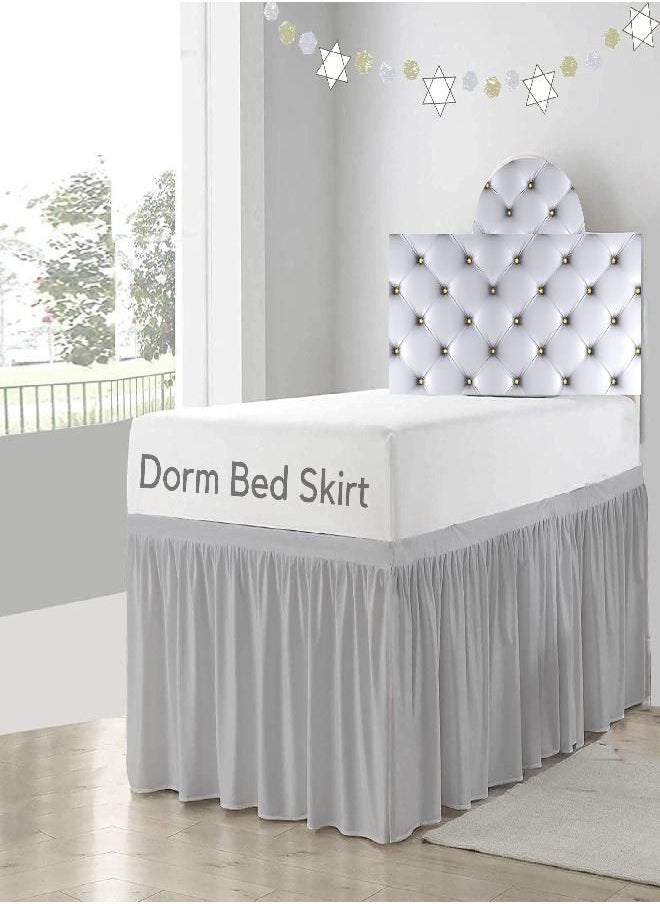 Cottingon Dorm Room Bed Skirt-Dorm Bed Skirt,Extended Dorm Bed Skirt-Long Bed Skirt Dorm-Extra Long Dorm Room Bed Skirt-College Dorm Bed Skirt,100% Microfiber-Light Grey Solid -Twin-XL /42" Drop  - Image 2