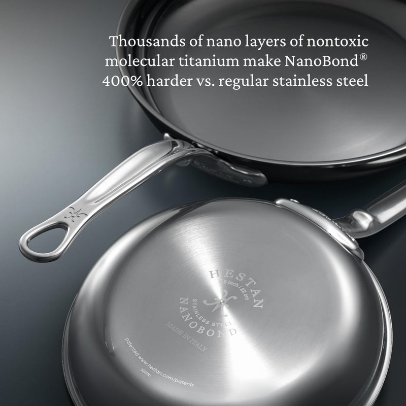 Hestan - NanoBond Collection - Titanium Stainless Steel 11-Inch Frying Pan - Toxin, PFAS, & Chemical Free Clean Cookware, Induction Cooktop Compatible - Image 4