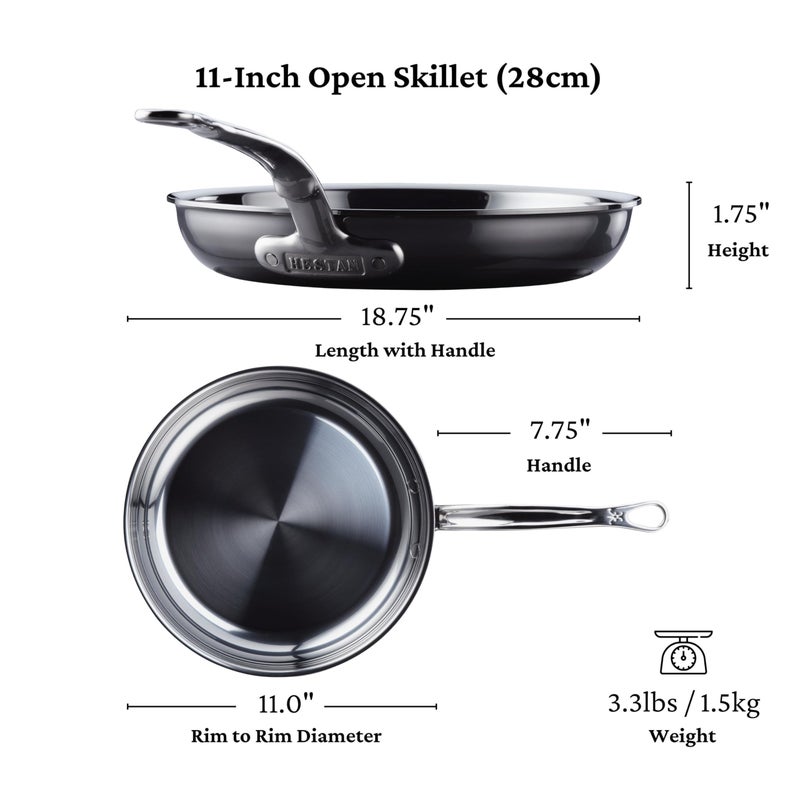 Hestan - NanoBond Collection - Titanium Stainless Steel 11-Inch Frying Pan - Toxin, PFAS, & Chemical Free Clean Cookware, Induction Cooktop Compatible - Image 3
