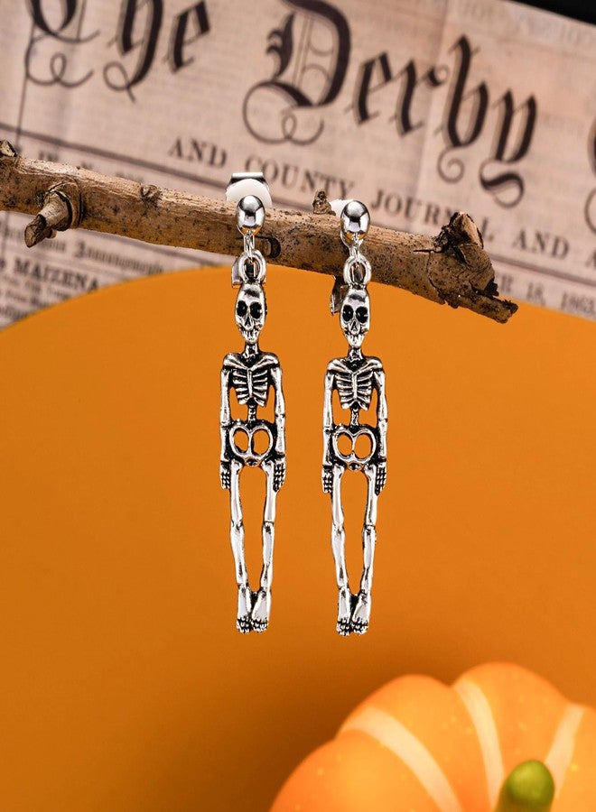 LAXPICOL Halloween Earrings For Women Funny Skeleton Skull Clip On Earrings Punk Gothic Spooky Dangle Earrings For Halloween Jewelry Party Cosplay - Image 5