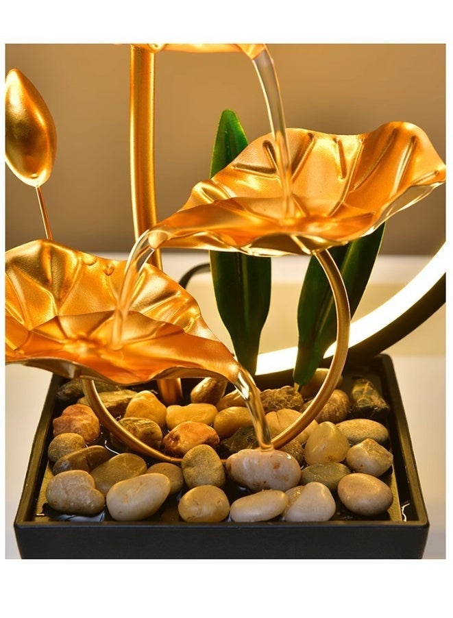 RATSAW Waterfall Fountain Indoor Tabletop Water Fountain Indoor Tabletop Fountain With LED Circle Reflective Lighting Feature Small Waterfall Fengshui Desktop Fountain Zen Decor Meditation Table Fountain for Living Study Tea Room Office Yoga Room Beauty Club - Image 3