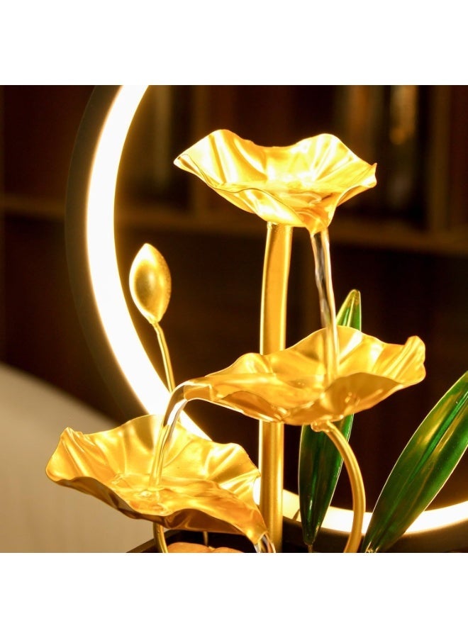 RATSAW Waterfall Fountain Indoor Tabletop Water Fountain Indoor Tabletop Fountain With LED Circle Reflective Lighting Feature Small Waterfall Fengshui Desktop Fountain Zen Decor Meditation Table Fountain for Living Study Tea Room Office Yoga Room Beauty Club - Image 5