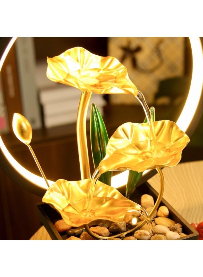 RATSAW Waterfall Fountain Indoor Tabletop Water Fountain Indoor Tabletop Fountain With LED Circle Reflective Lighting Feature Small Waterfall Fengshui Desktop Fountain Zen Decor Meditation Table Fountain for Living Study Tea Room Office Yoga Room Beauty Club - Image 4