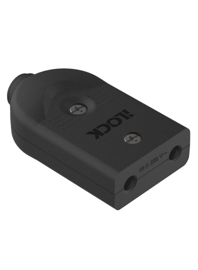 iLOCK Female Plug Socket Connector, 10A 250V, Rewirable Inline Power Socket, Durable Electrical Cable End Connector, Black - Image 1