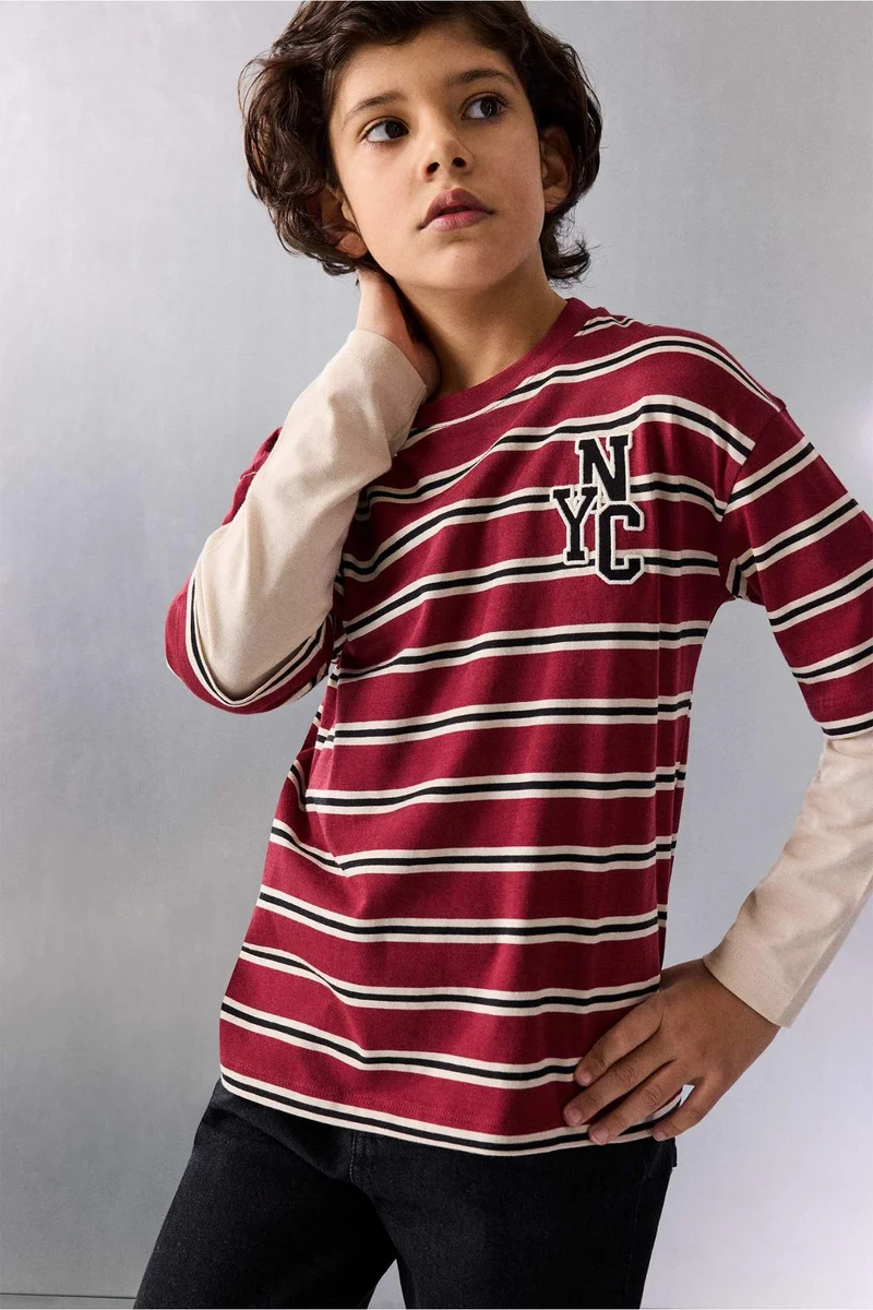 ديفاكتو Regular Fit Printed Long Sleeve T-Shirt