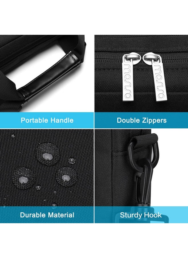 Mosiso MOSISO Laptop Shoulder Bag Compatible with MacBook Air 15 M4 M3 M2/Pro 16 inch M4 M3 M2 M1,15-15.6 inch Notebook with 2 Raised&1 Flapover&1 Horizontal Pocket&Handle&Belt, Black  - Image 3