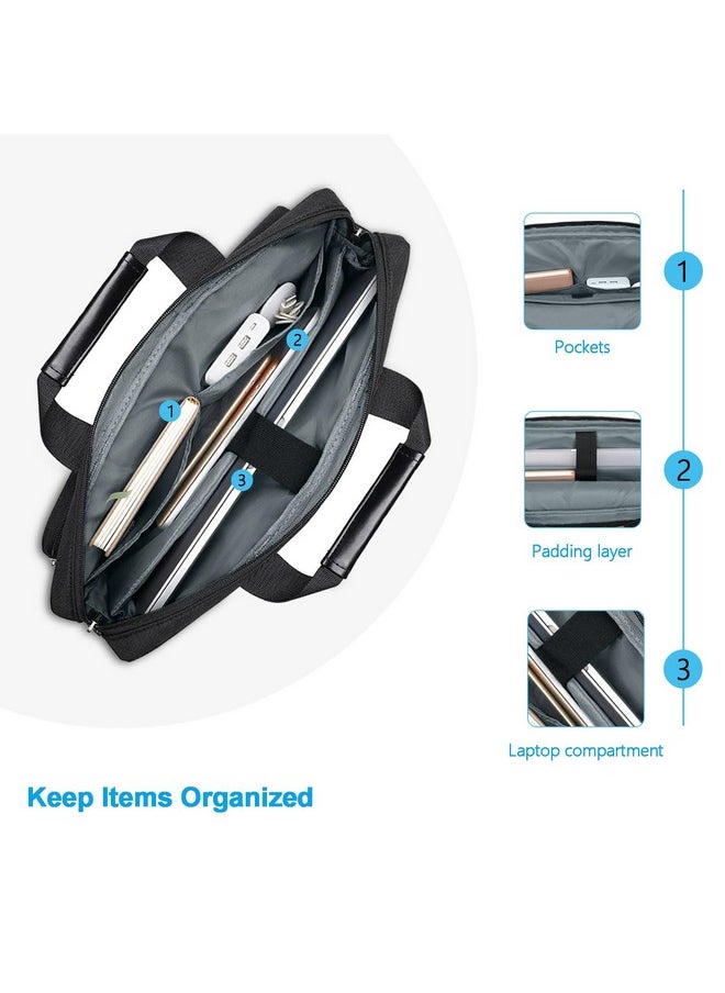 Mosiso MOSISO Laptop Shoulder Bag Compatible with MacBook Air 15 M4 M3 M2/Pro 16 inch M4 M3 M2 M1,15-15.6 inch Notebook with 2 Raised&1 Flapover&1 Horizontal Pocket&Handle&Belt, Black  - Image 2