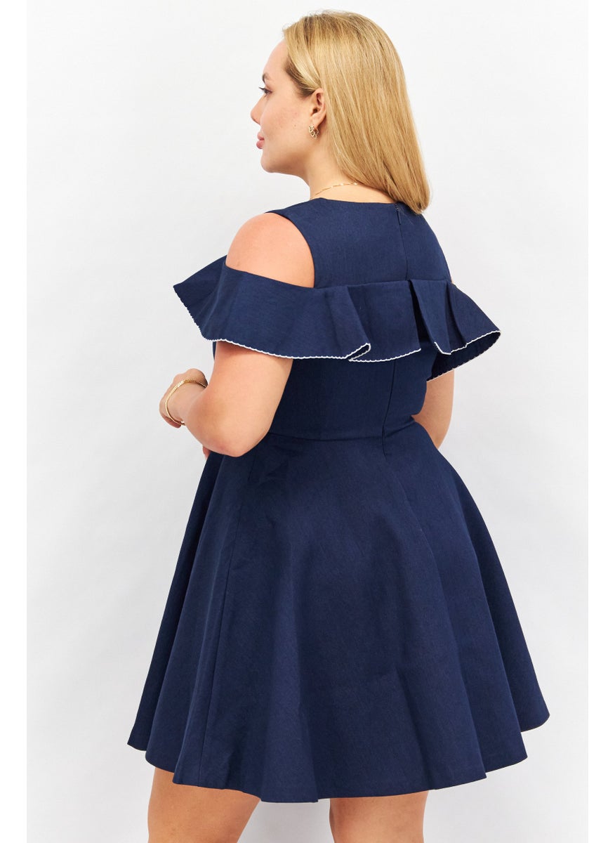 VERO MODA - Women Plain Casual Mini Dress, Navy - Image 1