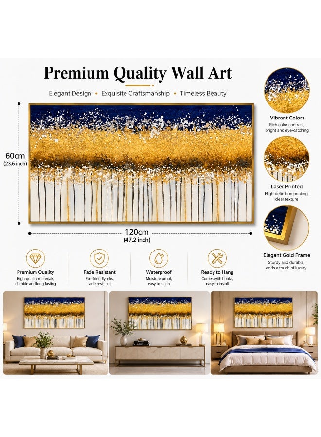 Luxury Neutral Abstract Wall Art 120x60cm Textured Acrylic Painting with Gold Frame Modern Geometric Wall Decor for Living Room Bedroom  Office - Image 3