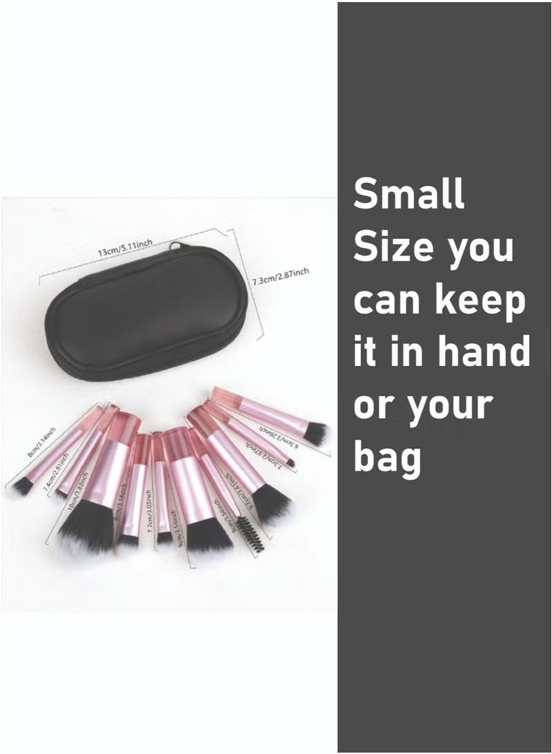 Makeup Brush Set, Easy Grip All-in-One Mini Makeup Brush Set with Brush Bag, 10 Brushes - Image 3