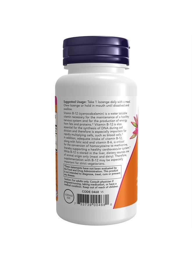 now Supplements, Vitamin B-12 1,000 mcg with Folic Acid, Nervous System Health*, 250 Chewable Lozenges - Image 3