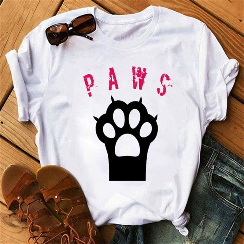 [Same day] cross-border supply of T-shirt printed T-shirt women's short-sleeved women's clothing - Image 1