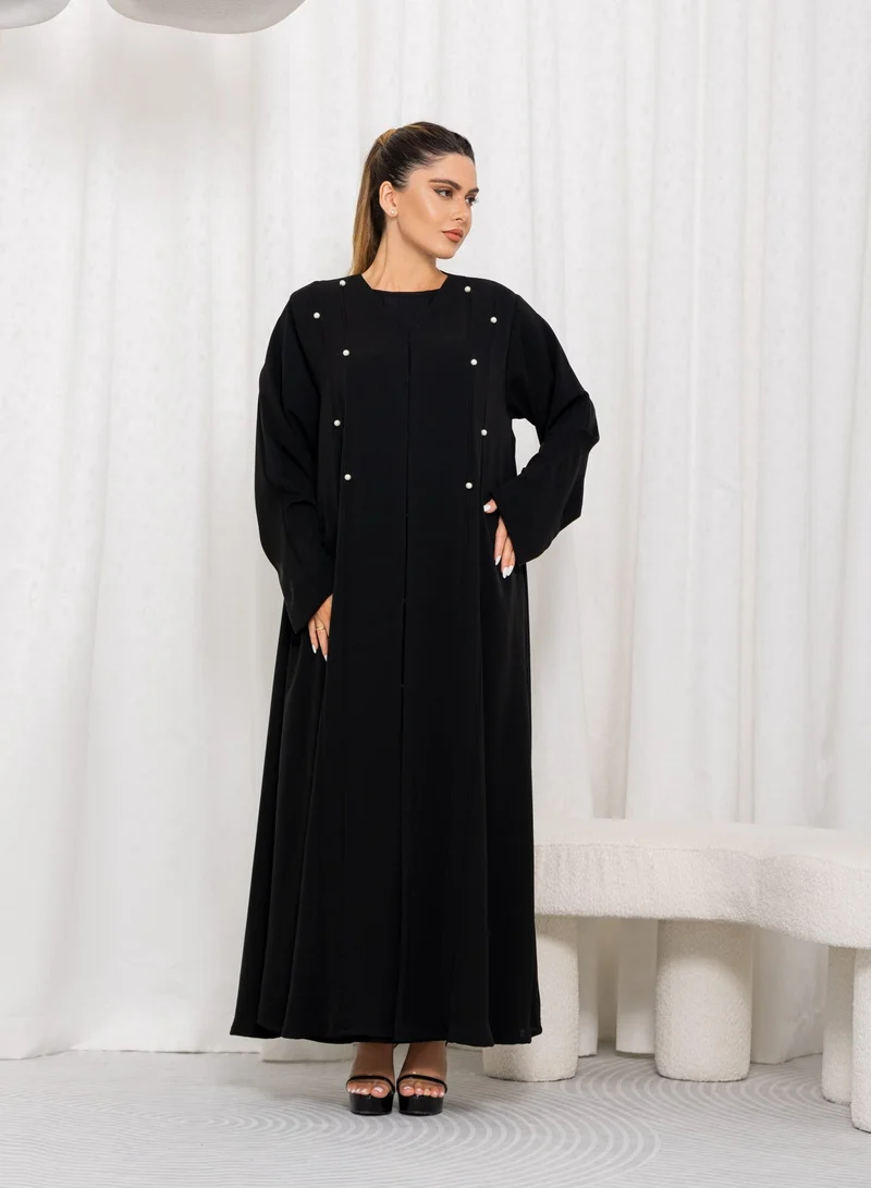 Nikias Black nida with pleats and pearls