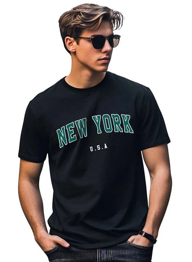 Veirdo Veirdo Pure Cotton Regular Fit Black Half Sleeve T-Shirt For Men