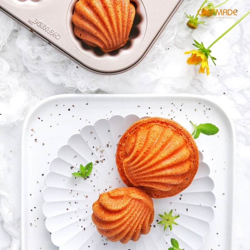 CHEFMADE Madeleine Mold Cake Pan, 6-Cavity Non-Stick Spherical Shell Madeline Bakeware for Oven Baking (Champagne Gold) - Image 4