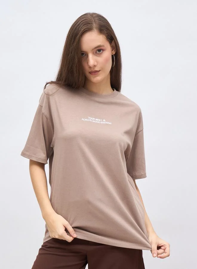 Styli Styli Embroidered Slogan Oversized T-Shirt