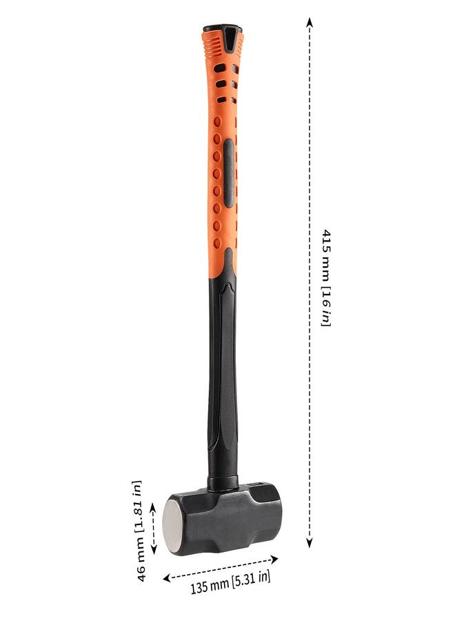 MANCHAP 2 PCS 16 Inch 4 Lbs Small Sledge Hammer, Mini Club Hammer with with Fiberglass Handle, 4 Pound Drilling Crack Hammer for Demolition and Construction, black orange - Image 2