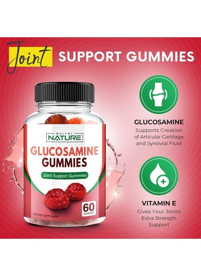 Built By Nature - Glucosamine Gummies with Vitamin E - Advanced Joint Support Gummy Supplement, High Potency Antioxidant & Inflammatory Response, Comfort for Back, Knees, Hands, Non GMO, 60 Extended Delivery Gummies - Image 1