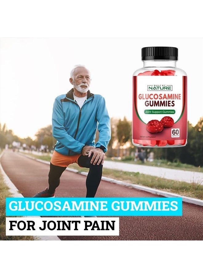 Built By Nature - Glucosamine Gummies with Vitamin E - Advanced Joint Support Gummy Supplement, High Potency Antioxidant & Inflammatory Response, Comfort for Back, Knees, Hands, Non GMO, 60 Extended Delivery Gummies - Image 1