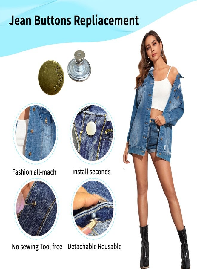 JANCAN 14 PCS Jean Buttons for Loose Jeans - 17 mm Reusable Replacement Buttons No-Sew Nailess Removable Metal Jeans Buttons with Screwdrivers for Cowboy Clothing Jackets Pants DIY Accessories (14) - Image 4